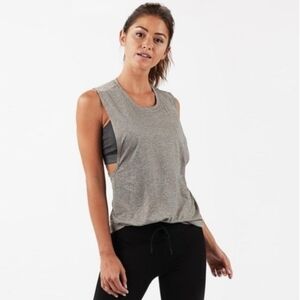 Vuori Womens Trinity Twist-Back Tank Top Heathered Gray